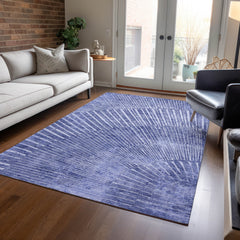 10' X 14' Navy Blue Abstract Washable Non Skid Indoor Outdoor Area Rug