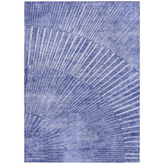 9' X 12' Navy Blue Abstract Washable Non Skid Indoor Outdoor Area Rug