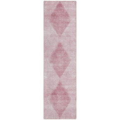 8' Runner Merlot Geometric Washable Non Skid Indoor Outdoor Runner Rug