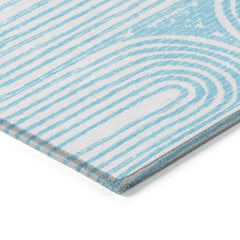 8' X 10' Teal Abstract Washable Non Skid Indoor Outdoor Area Rug