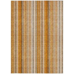 3' X 5' Orange Ivory and Gray Striped Washable Non Skid Indoor Outdoor Area Rug
