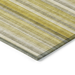 8' Runner Gold Striped Washable Non Skid Indoor Outdoor Runner Rug