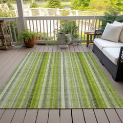 3' X 4' Green Striped Washable Non Skid Indoor Outdoor Area Rug