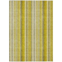9' X 12' Gold Striped Washable Non Skid Indoor Outdoor Area Rug