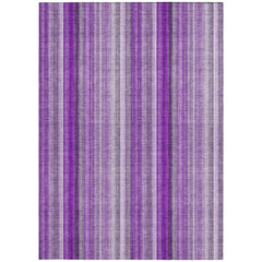 10' X 14' Purple Striped Washable Non Skid Indoor Outdoor Area Rug