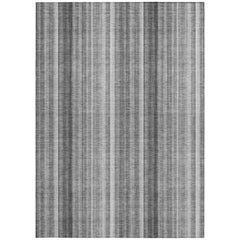 5' X 8' Gray Striped Washable Non Skid Indoor Outdoor Area Rug
