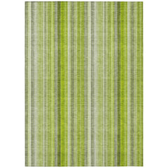8' X 10' Green Striped Washable Non Skid Indoor Outdoor Area Rug