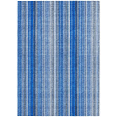 9' X 12' Blue Striped Washable Non Skid Indoor Outdoor Area Rug