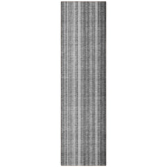 8' Runner Gray Striped Washable Non Skid Indoor Outdoor Runner Rug