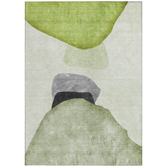 3' X 5' Green Black and Gray Abstract Washable Non Skid Indoor Outdoor Area Rug