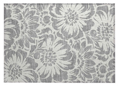 2' X 3' Gray and Ivory Floral Washable Non Skid Indoor Outdoor Area Rug