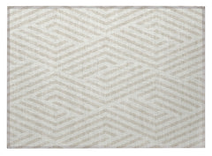 2' X 3' Beige and Ivory Geometric Washable Non Skid Indoor Outdoor Area Rug