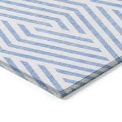 8' X 10' Blue and Ivory Geometric Washable Non Skid Indoor Outdoor Area Rug