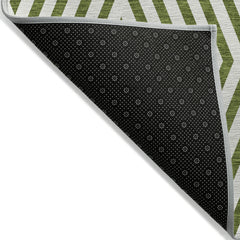 2' X 3' Lime Green and White Geometric Washable Non Skid Indoor Outdoor Area Rug