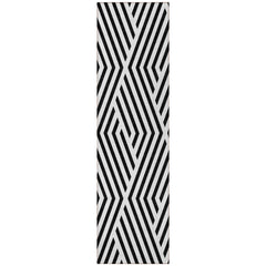 8' Runner Black and White Geometric Washable Non Skid Indoor Outdoor Runner Rug