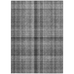 8' X 10' Gray Plaid Washable Non Skid Indoor Outdoor Area Rug