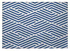 2' X 3' Navy and White Geometric Washable Non Skid Indoor Outdoor Area Rug