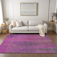 3' X 4' Lilac Striped Washable Non Skid Indoor Outdoor Area Rug