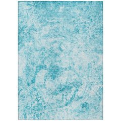 3' X 4' Teal Abstract Washable Non Skid Indoor Outdoor Area Rug