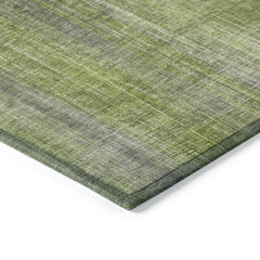8' X 10' Green Striped Washable Non Skid Indoor Outdoor Area Rug