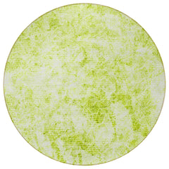 8' Round Lime Green Round Abstract Washable Non Skid Indoor Outdoor Area Rug