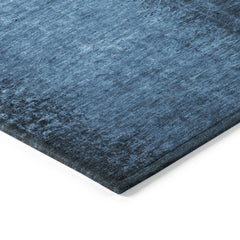 9' X 12' Navy Blue Abstract Washable Non Skid Indoor Outdoor Area Rug