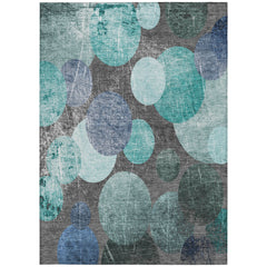 5' X 8' Gray Blue and Purple Abstract Washable Non Skid Indoor Outdoor Area Rug