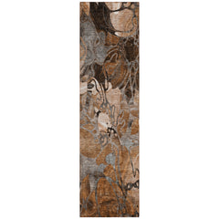 8' Runner Chocolate Terracotta and Ivory Floral Washable Non Skid Indoor Outdoor Runner Rug