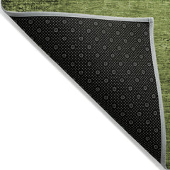 2' X 3' Green Abstract Washable Non Skid Indoor Outdoor Area Rug