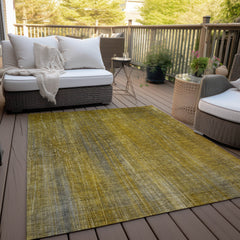 8' X 10' Chocolate Striped Washable Non Skid Indoor Outdoor Area Rug