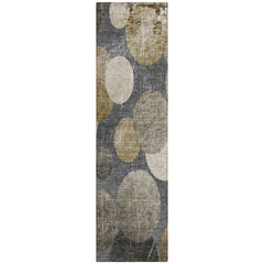 8' Runner Brown Beige and Ivory Abstract Washable Non Skid Indoor Outdoor Runner Rug