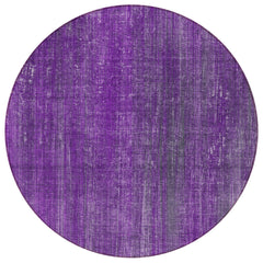 8' Round Purple Round Striped Washable Non Skid Indoor Outdoor Area Rug