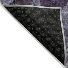 3' X 4' Purple and Green Floral Washable Non Skid Indoor Outdoor Area Rug