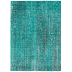 8' X 10' Teal Striped Washable Non Skid Indoor Outdoor Area Rug