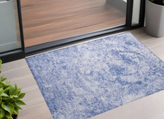 3' X 4' Blue Abstract Washable Non Skid Indoor Outdoor Area Rug