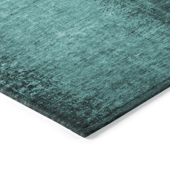 8' Round Teal Round Abstract Washable Non Skid Indoor Outdoor Area Rug