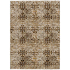 3' X 4' Taupe Floral Medallion Washable Non Skid Indoor Outdoor Area Rug