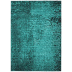 3' X 5' Teal Abstract Washable Non Skid Indoor Outdoor Area Rug