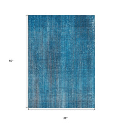 3' X 5' Blue Striped Washable Non Skid Indoor Outdoor Area Rug
