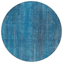 8' Round Blue Round Striped Washable Non Skid Indoor Outdoor Area Rug