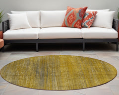 8' Round Chocolate Round Striped Washable Non Skid Indoor Outdoor Area Rug