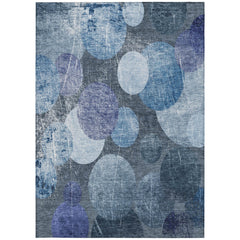 3' X 4' Gray and Blue Abstract Washable Non Skid Indoor Outdoor Area Rug