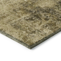 9' X 12' Green Abstract Washable Non Skid Indoor Outdoor Area Rug
