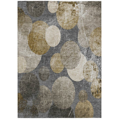 3' X 5' Brown Beige and Ivory Abstract Washable Non Skid Indoor Outdoor Area Rug