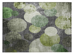 2' X 3' Green and Gray Abstract Washable Non Skid Indoor Outdoor Area Rug