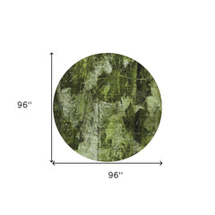 8' Round Green Round Floral Washable Non Skid Indoor Outdoor Area Rug