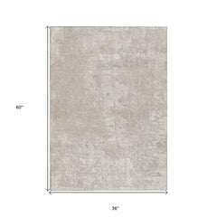 3' X 5' Ivory Abstract Washable Non Skid Indoor Outdoor Area Rug