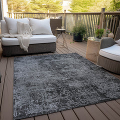 8' X 10' Gray Abstract Washable Non Skid Indoor Outdoor Area Rug