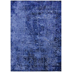 10' X 14' Navy Blue Abstract Washable Non Skid Indoor Outdoor Area Rug