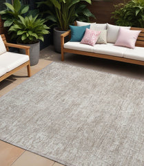 10' X 14' Ivory Abstract Washable Non Skid Indoor Outdoor Area Rug